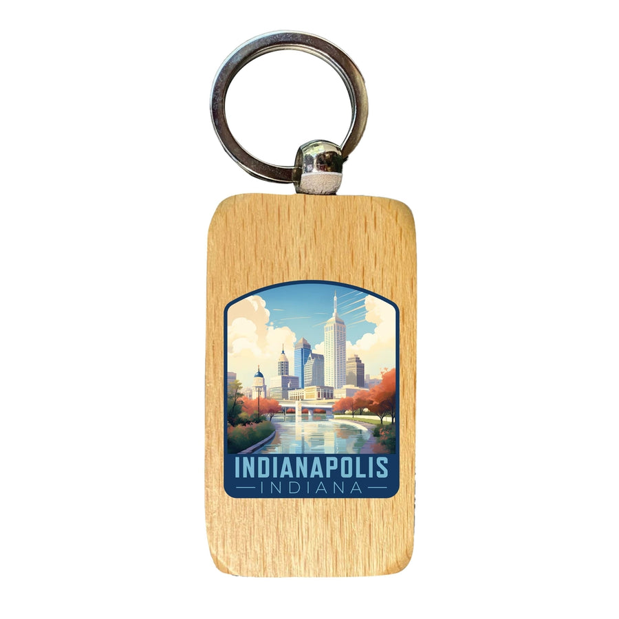 Indianapolis Indiana Design A Souvenir 2.5x1-Inch Souvenir Wooden Keychain Image 1