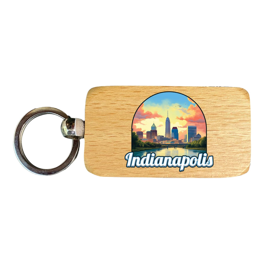 Indianapolis Indiana Design B Souvenir 2.5x1-Inch Souvenir Wooden Keychain Image 1