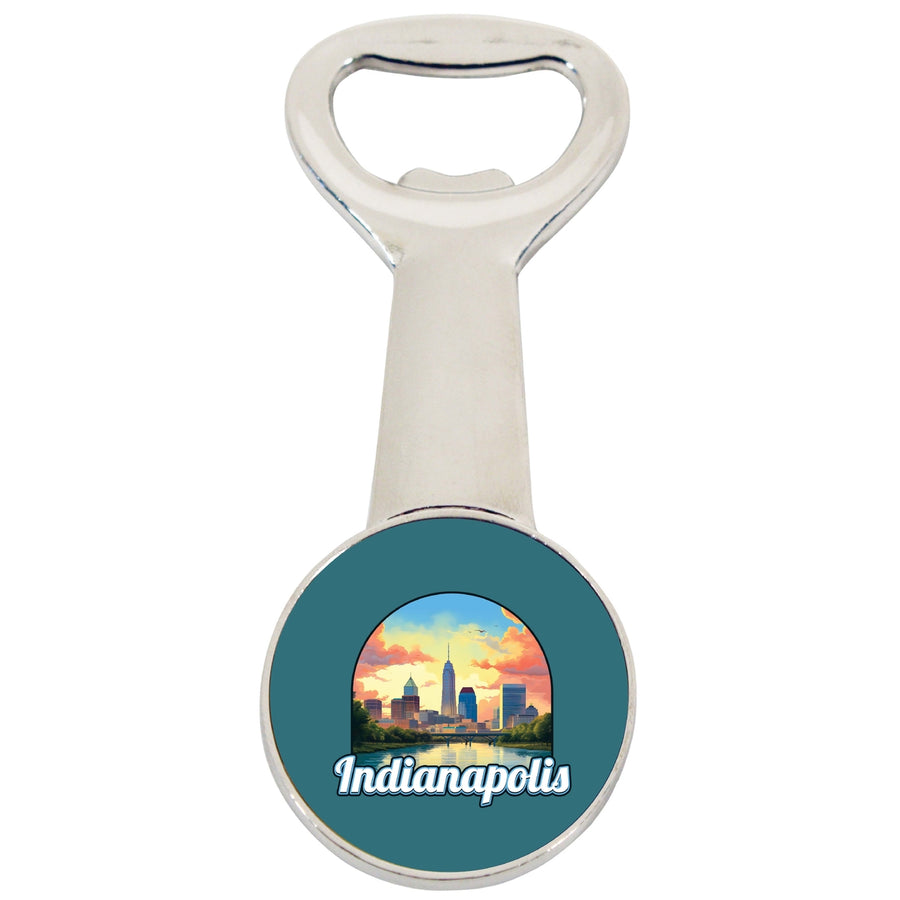 Indianapolis Indiana Design B Souvenir Magnetic Bottle Opener Image 1