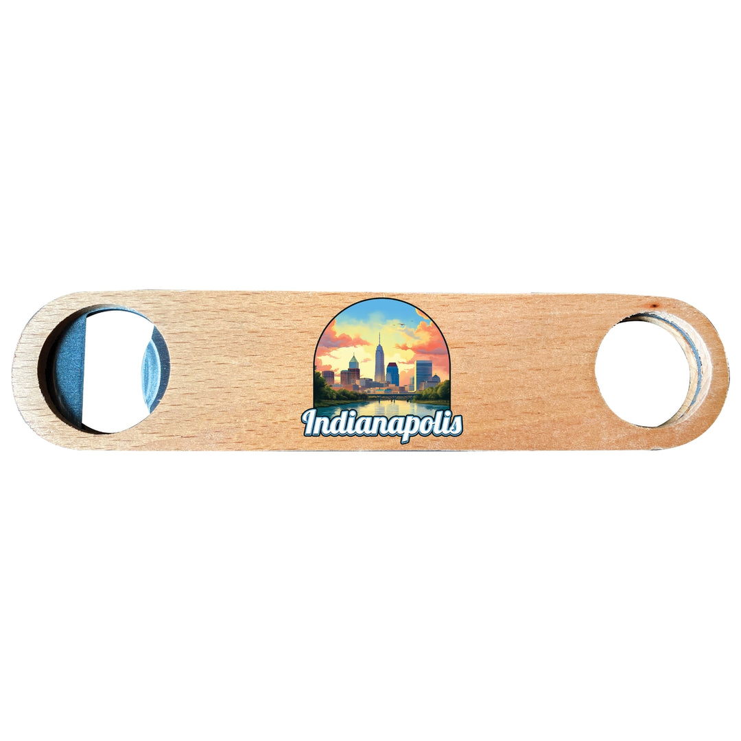 Indianapolis Indiana Design B Souvenir Wooden Bottle Opener Image 1