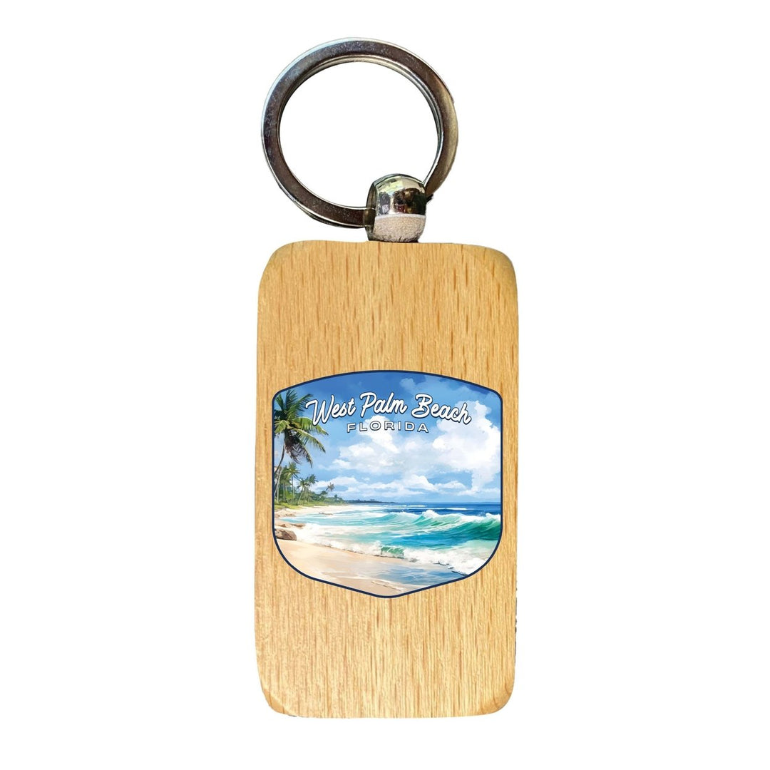 West Palm Beach Florida Design B Souvenir 2.5x1-Inch Souvenir Wooden Keychain Image 1