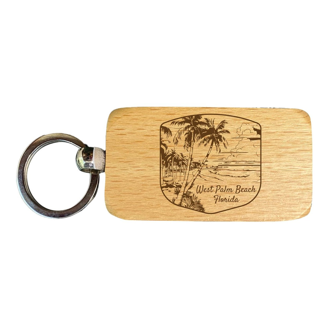 West Palm Beach Souvenir 2.5x1-Inch Souvenir Engraved Wooden Keychain Image 1