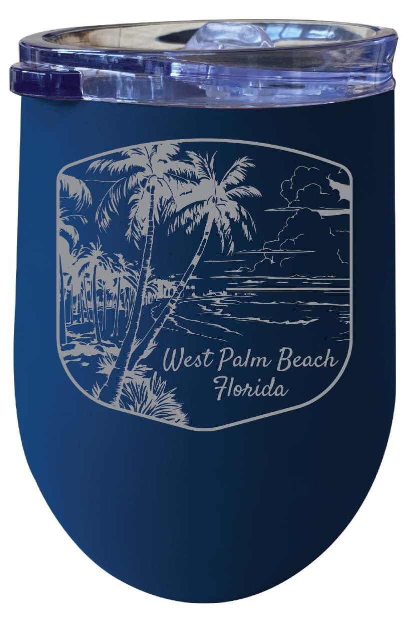 West Palm Beach Souvenir 12 oz Engraved Insulated Wine Stainless Steel Tumbler Rainbow Glitter Gray Image 2