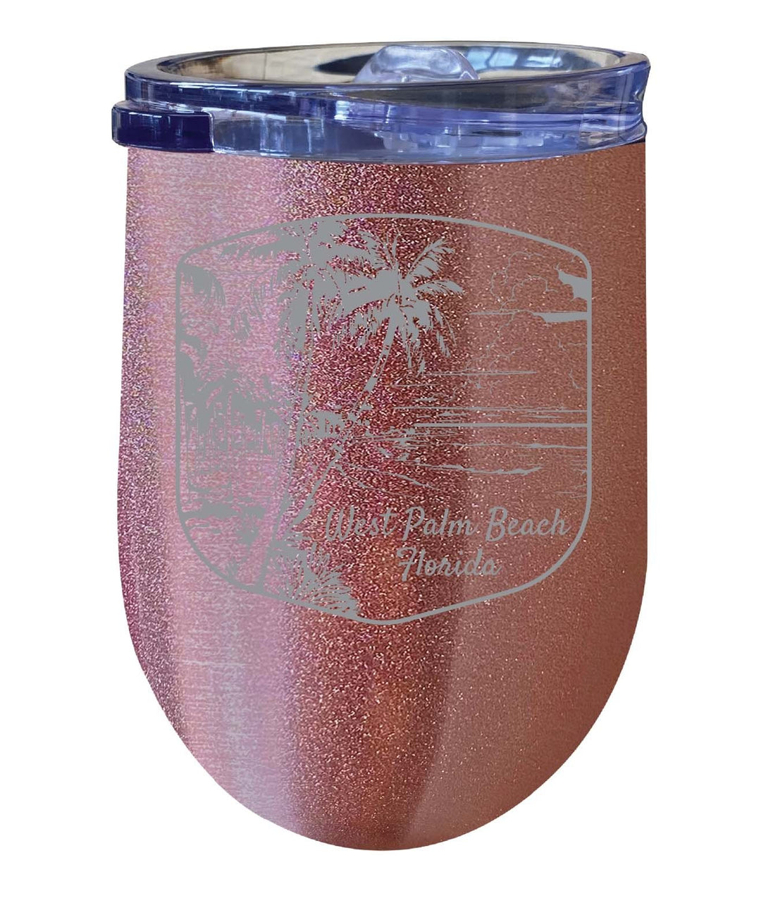 West Palm Beach Souvenir 12 oz Engraved Insulated Wine Stainless Steel Tumbler Rainbow Glitter Gray Image 3