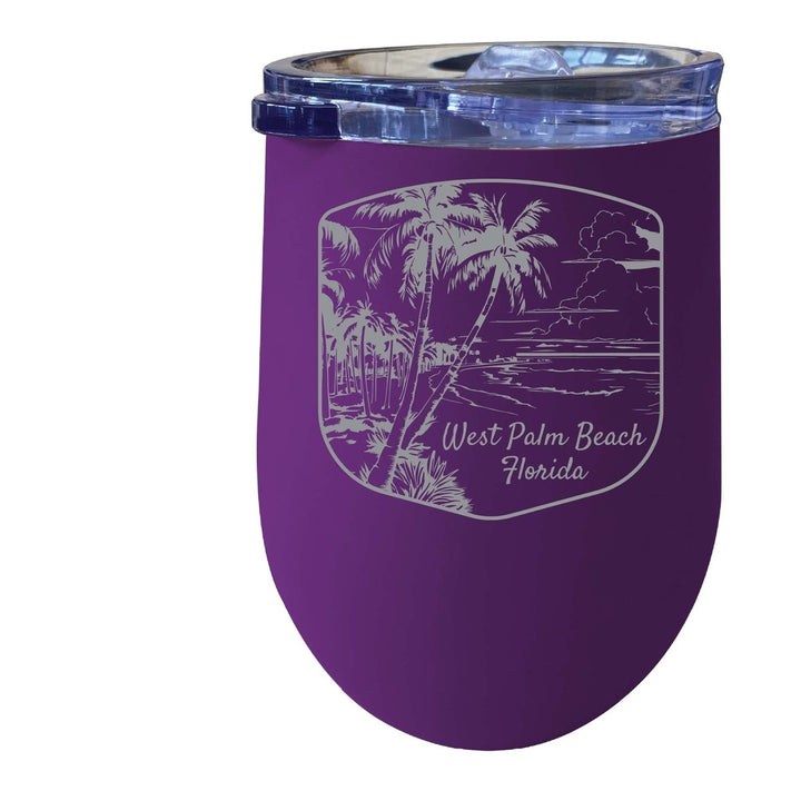 West Palm Beach Souvenir 12 oz Engraved Insulated Wine Stainless Steel Tumbler Rainbow Glitter Gray Image 4