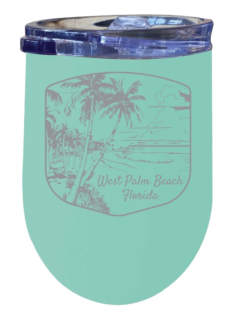 West Palm Beach Souvenir 12 oz Engraved Insulated Wine Stainless Steel Tumbler Rainbow Glitter Gray Image 1