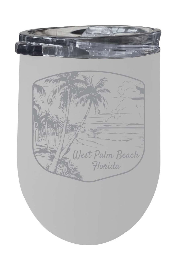 West Palm Beach Souvenir 12 oz Engraved Insulated Wine Stainless Steel Tumbler Rainbow Glitter Gray Image 6