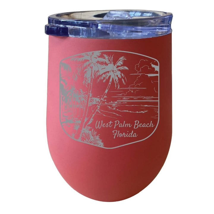 West Palm Beach Souvenir 12 oz Engraved Insulated Wine Stainless Steel Tumbler Rainbow Glitter Gray Image 7