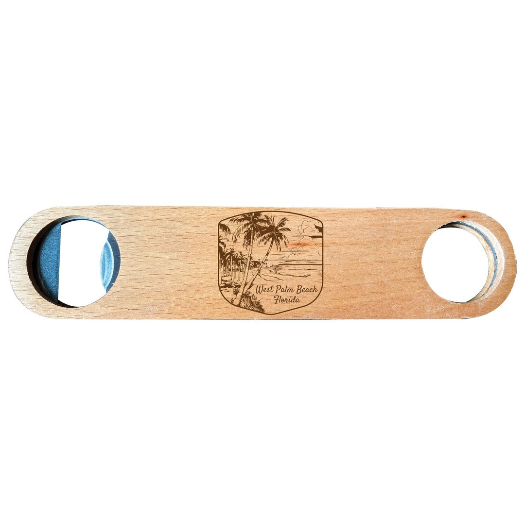 West Palm Beach Souvenir Engraved Wooden Bottle Opener Image 1