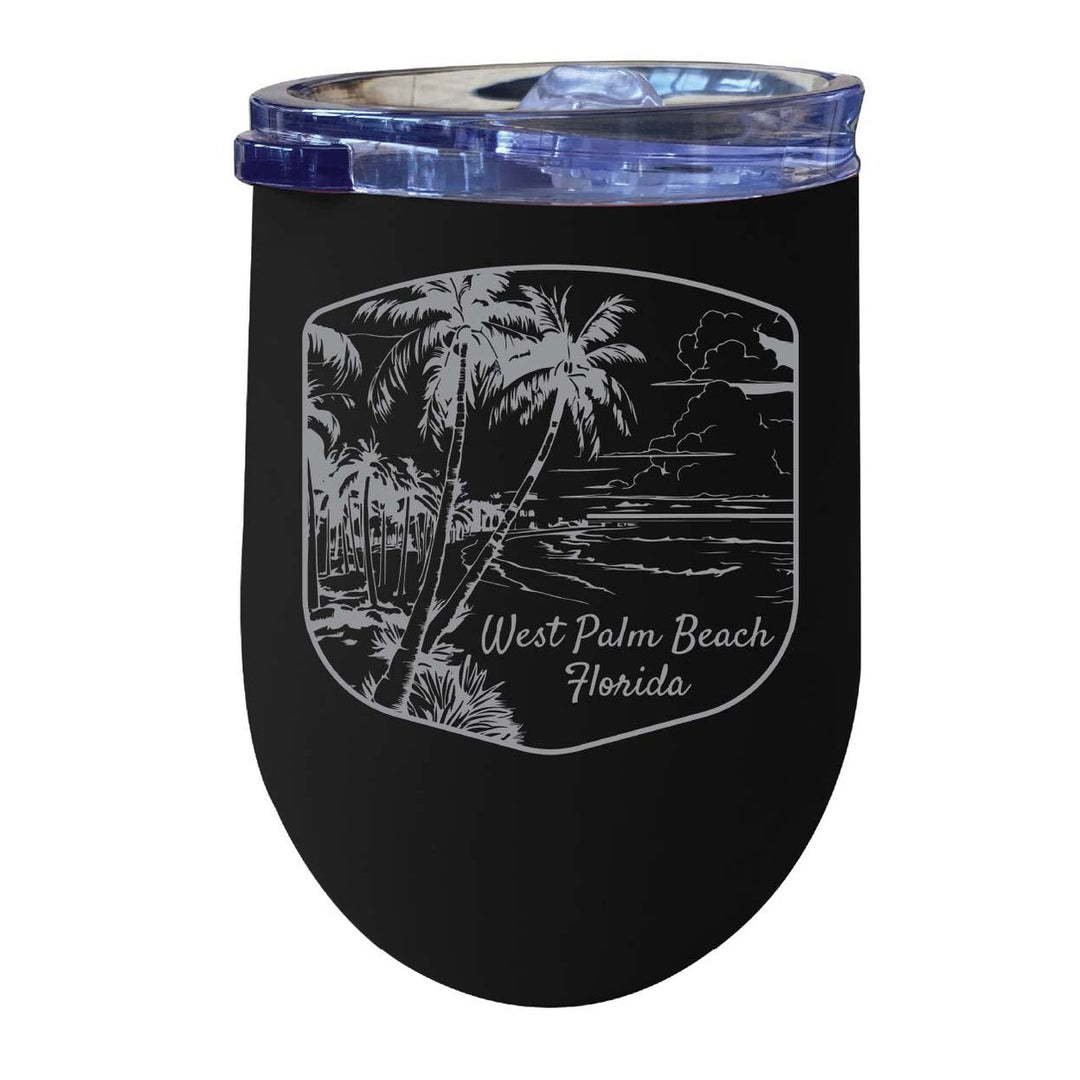 West Palm Beach Souvenir 12 oz Engraved Insulated Wine Stainless Steel Tumbler Rainbow Glitter Gray Image 8