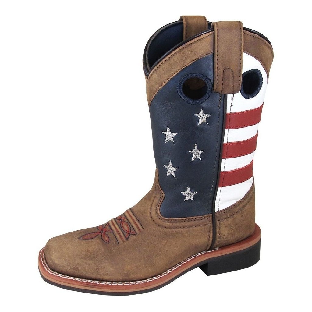 Smoky Mountain Western Boots Boys Stars Stripes Pull On Brown 3880Y Image 1