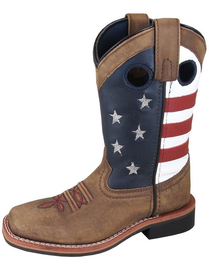 Smoky Mountain Western Boots Boys Stars Stripes Pull On Brown 3880Y Image 1