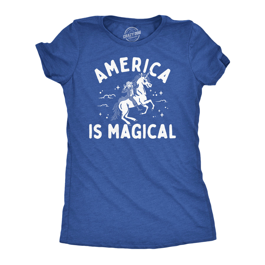 Womens Funny T Shirts America Is Magical Sarcastic Fourth Of July Graphic Tee For Ladies Image 1