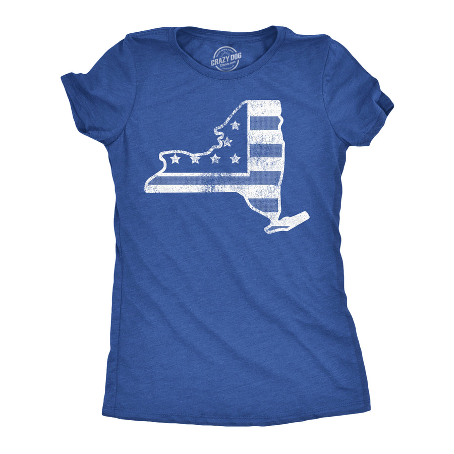 Womens Funny T Shirts American Flag York State Awesome Fourth Of July Tee For Ladies Image 1