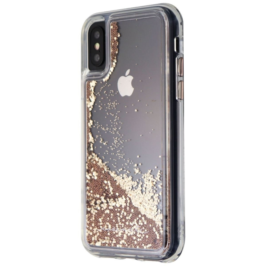 Case-Mate Waterfall Liquid Glitter Case for iPhone Xs and iPhone X - Clear/Gold Image 1