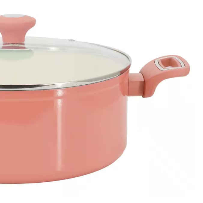 Martha Stewart Rexford 8 Piece Coral Ceramic Nonstick Cookware Set Aluminum Image 2