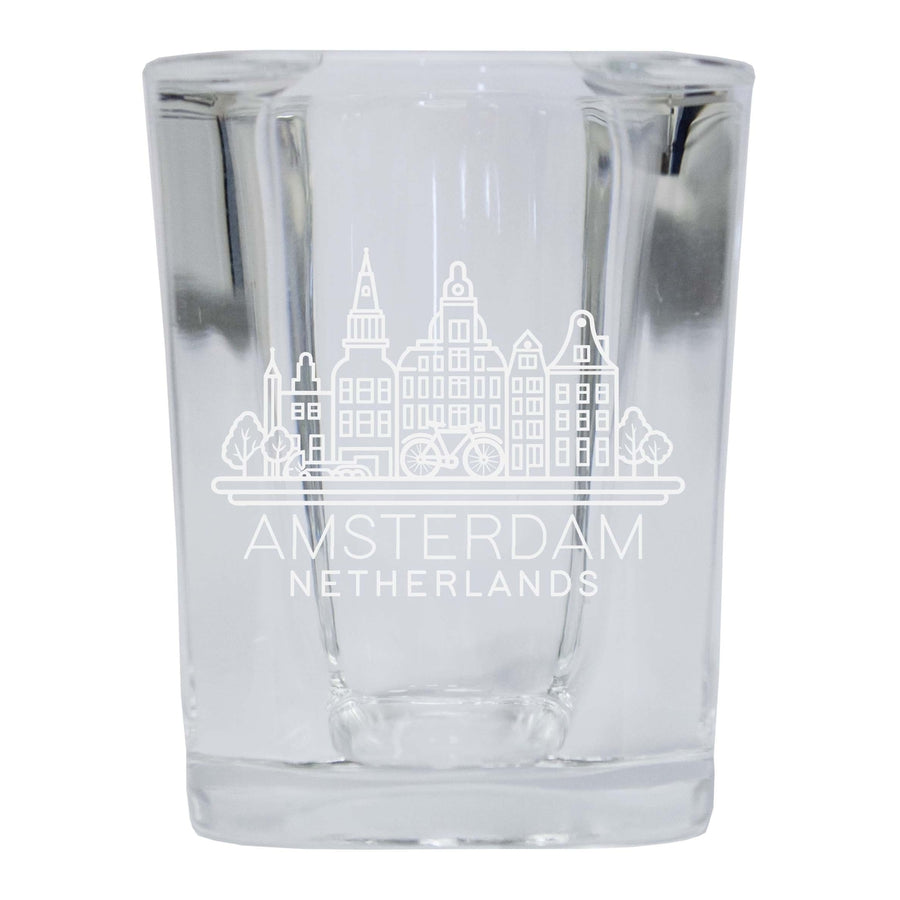 Amsterdam Netherlands Souvenir 2 Ounce Engraved Shot Glass Square Image 1