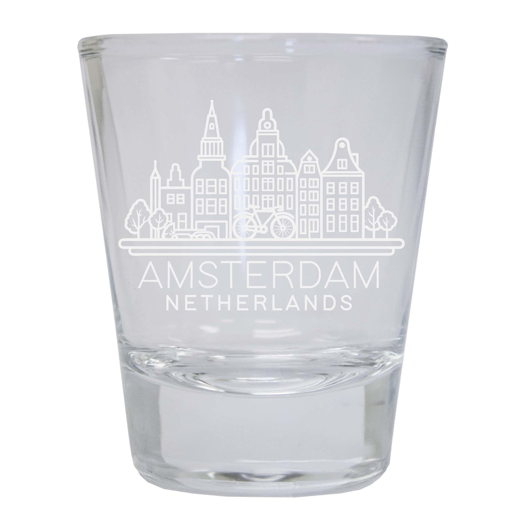 Amsterdam Netherlands Souvenir 2 Ounce Engraved Shot Glass Round Image 1