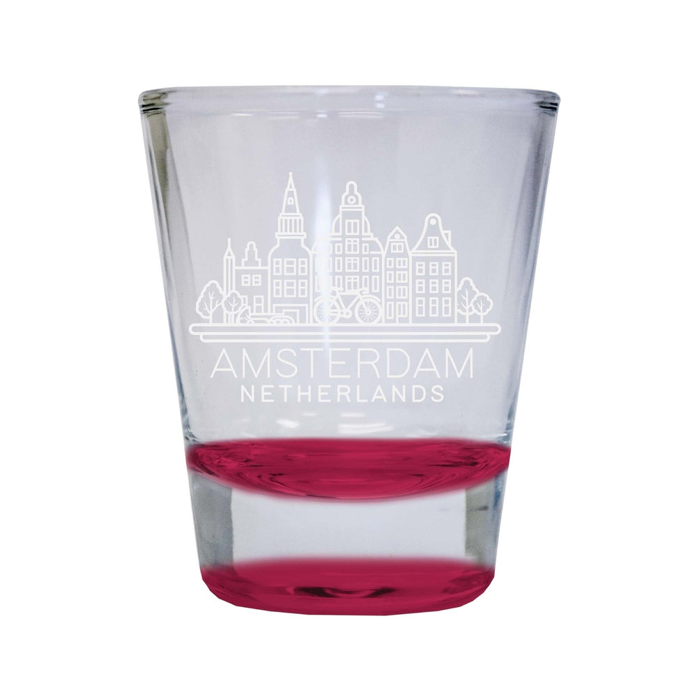 Amsterdam Netherlands Souvenir 2 Ounce Engraved Shot Glass Round Image 2