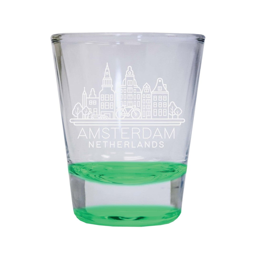 Amsterdam Netherlands Souvenir 2 Ounce Engraved Shot Glass Round Image 3