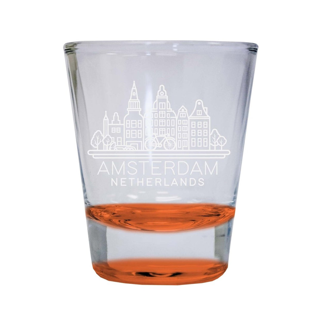 Amsterdam Netherlands Souvenir 2 Ounce Engraved Shot Glass Round Image 1