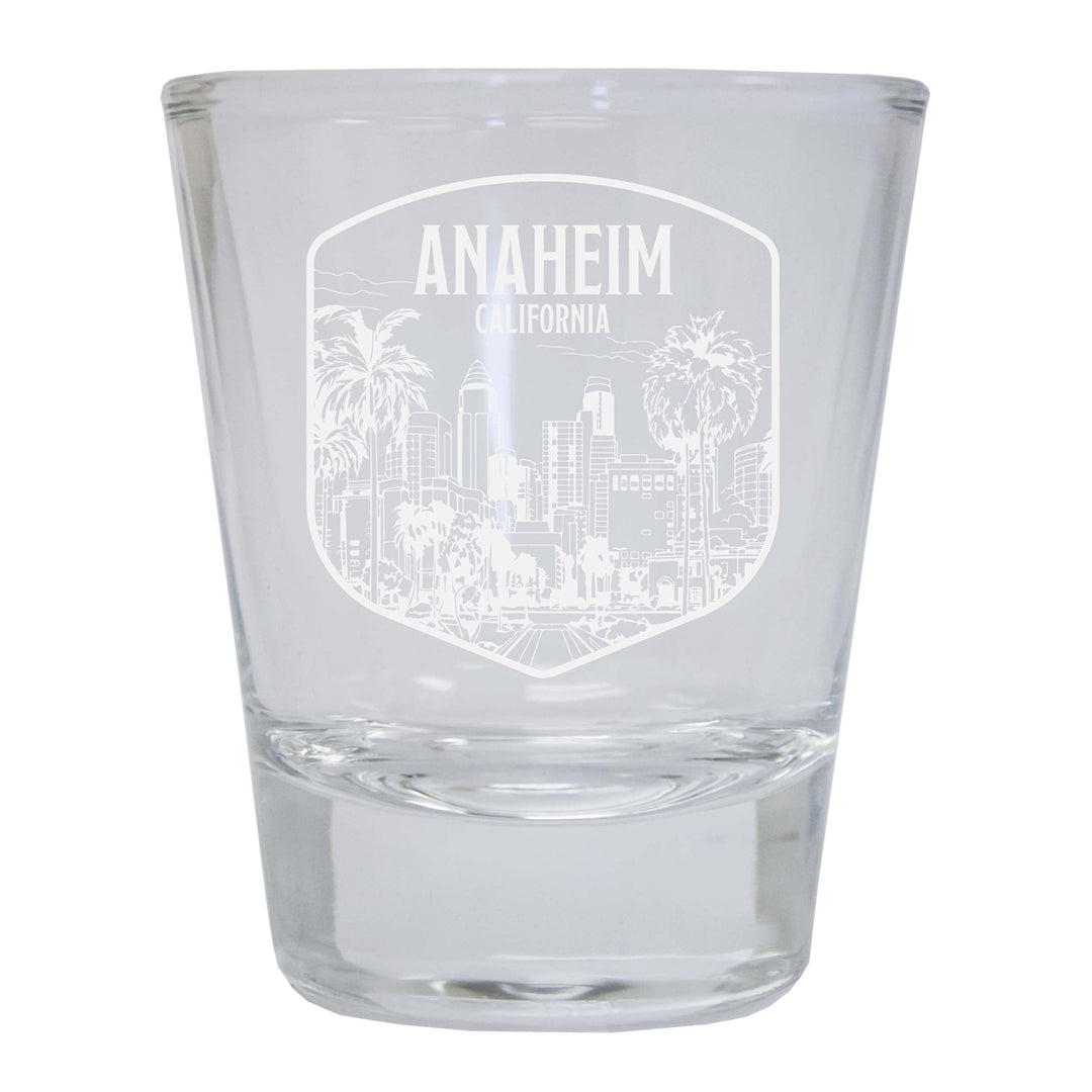 Anaheim California Souvenir 2 Ounce Engraved Shot Glass Round Image 1