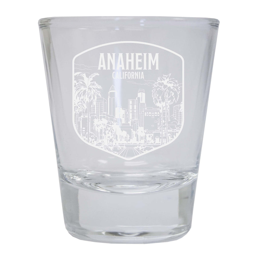 Anaheim California Souvenir 2 Ounce Engraved Shot Glass Round Image 1