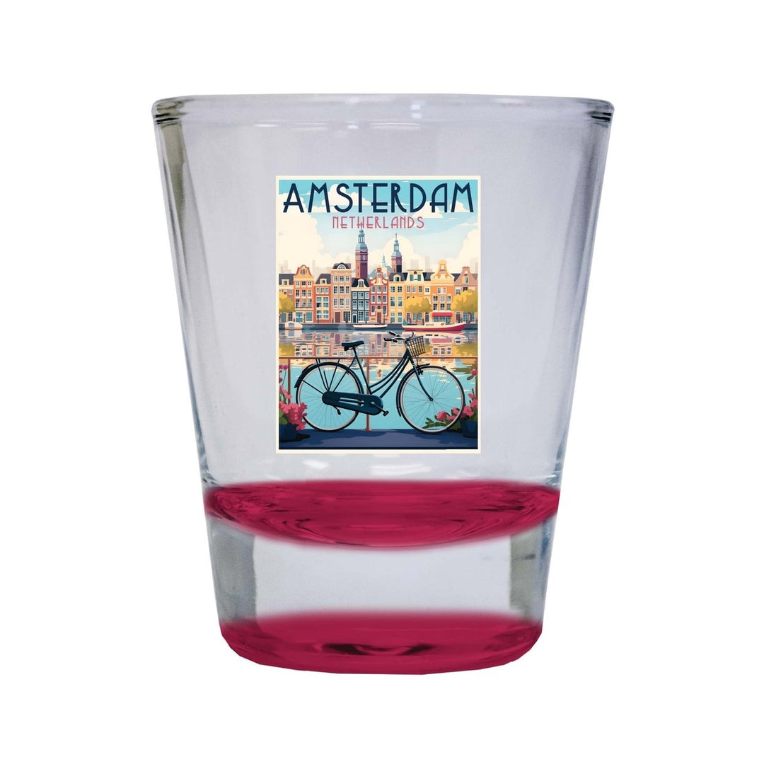 Amsterdam Netherlands Design A Souvenir 2 Ounce Shot Glass Round Image 2