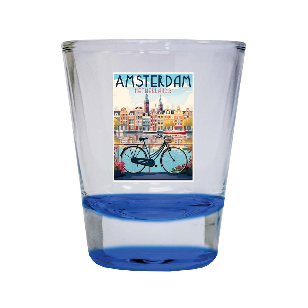 Amsterdam Netherlands Design A Souvenir 2 Ounce Shot Glass Round Image 3