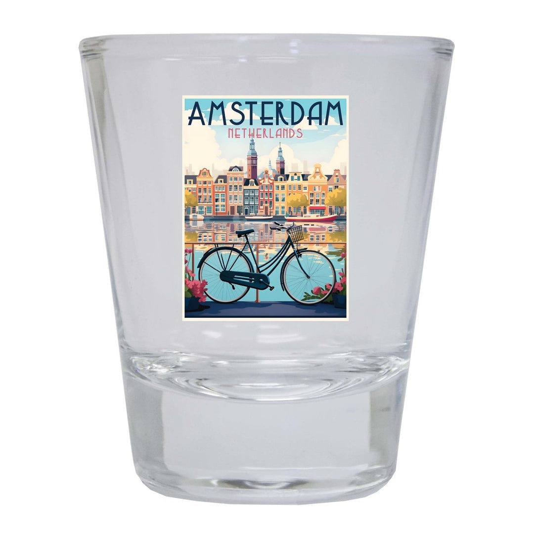 Amsterdam Netherlands Design A Souvenir 2 Ounce Shot Glass Round Image 4