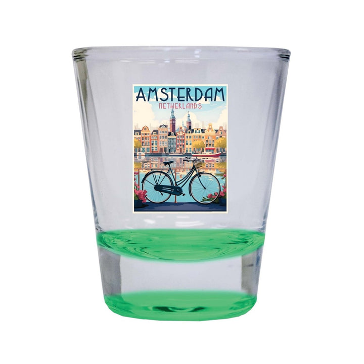 Amsterdam Netherlands Design A Souvenir 2 Ounce Shot Glass Round Image 4