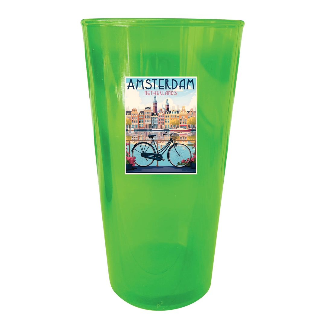 Amsterdam Netherlands Design A Souvenir Plastic 16 oz pint Image 1