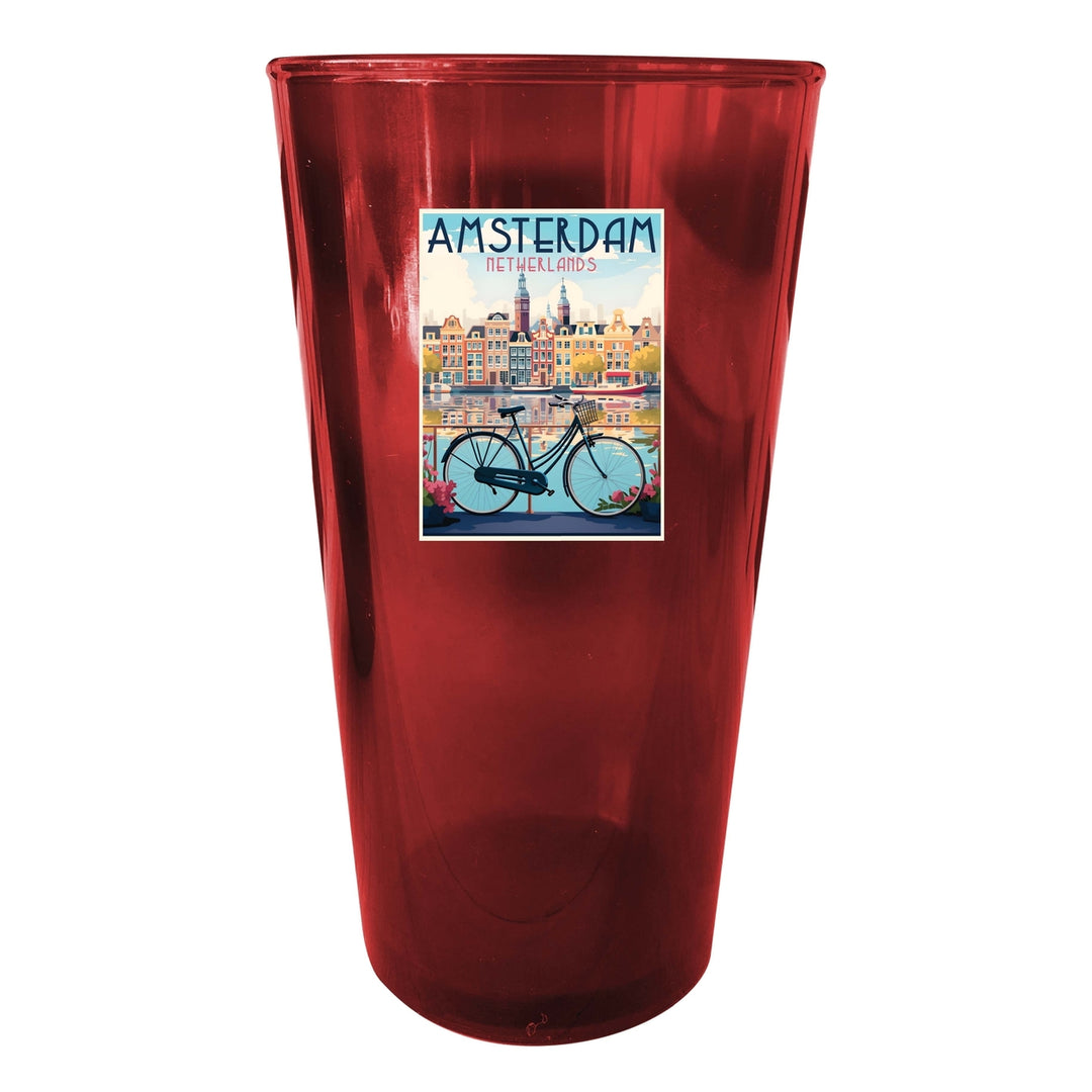 Amsterdam Netherlands Design A Souvenir Plastic 16 oz pint Image 2