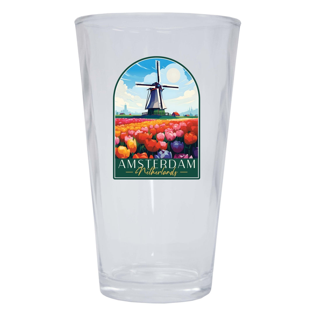 Amsterdam Netherlands Design B Souvenir 16 oz Pint Glass Image 1