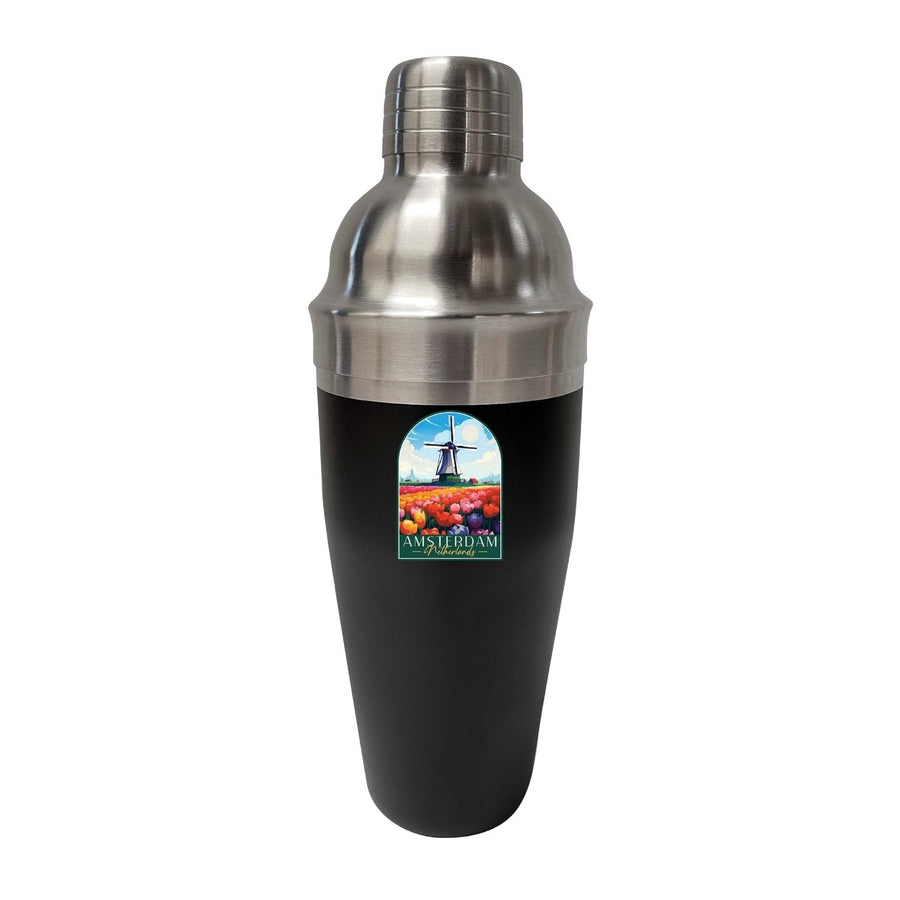 Amsterdam Netherlands Design B Souvenir 24 oz Stainless Steel Cocktail Shaker Black Image 1