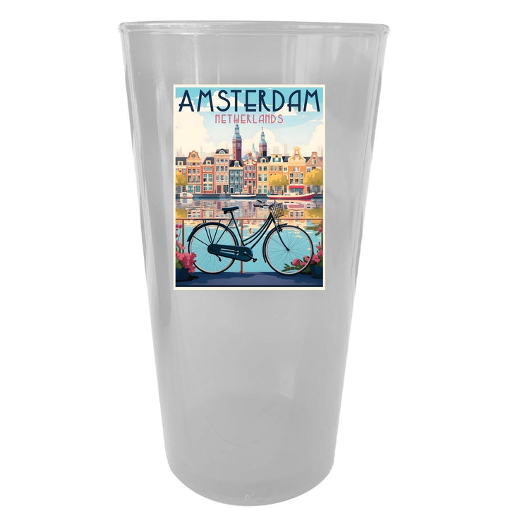 Amsterdam Netherlands Design A Souvenir Plastic 16 oz pint Image 1