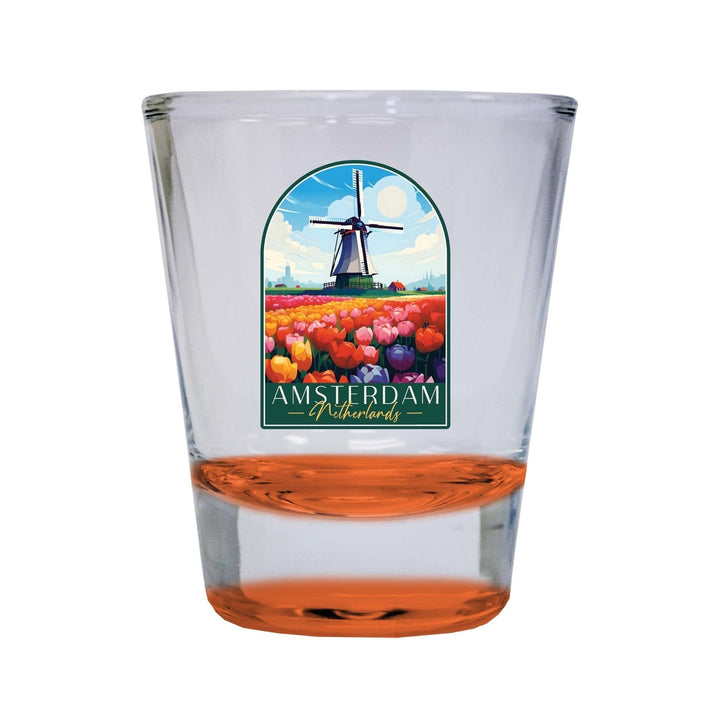 Amsterdam Netherlands Design B Souvenir 2 Ounce Shot Glass Round Image 4