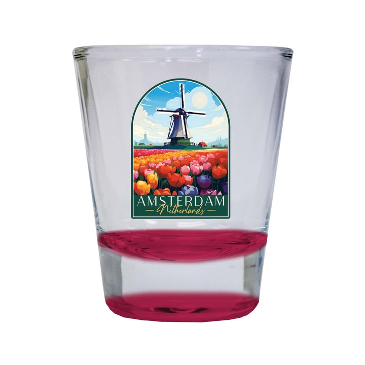 Amsterdam Netherlands Design B Souvenir 2 Ounce Shot Glass Round Image 4