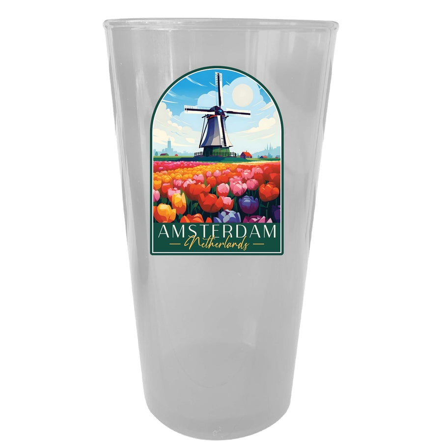 Amsterdam Netherlands Design B Souvenir Plastic 16 oz pint Image 1