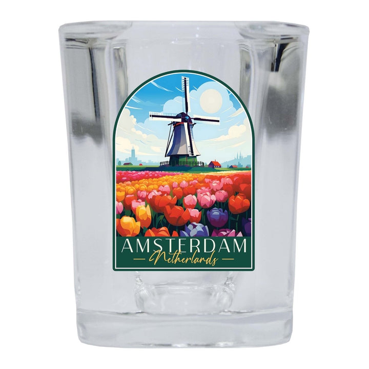 Amsterdam Netherlands Design B Souvenir 2 Ounce Shot Glass Square Image 1