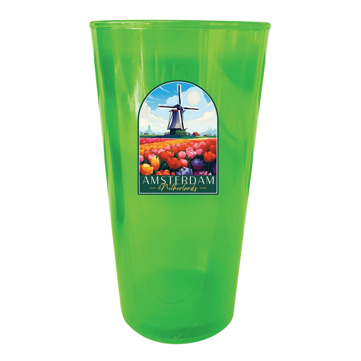 Amsterdam Netherlands Design B Souvenir Plastic 16 oz pint Image 2