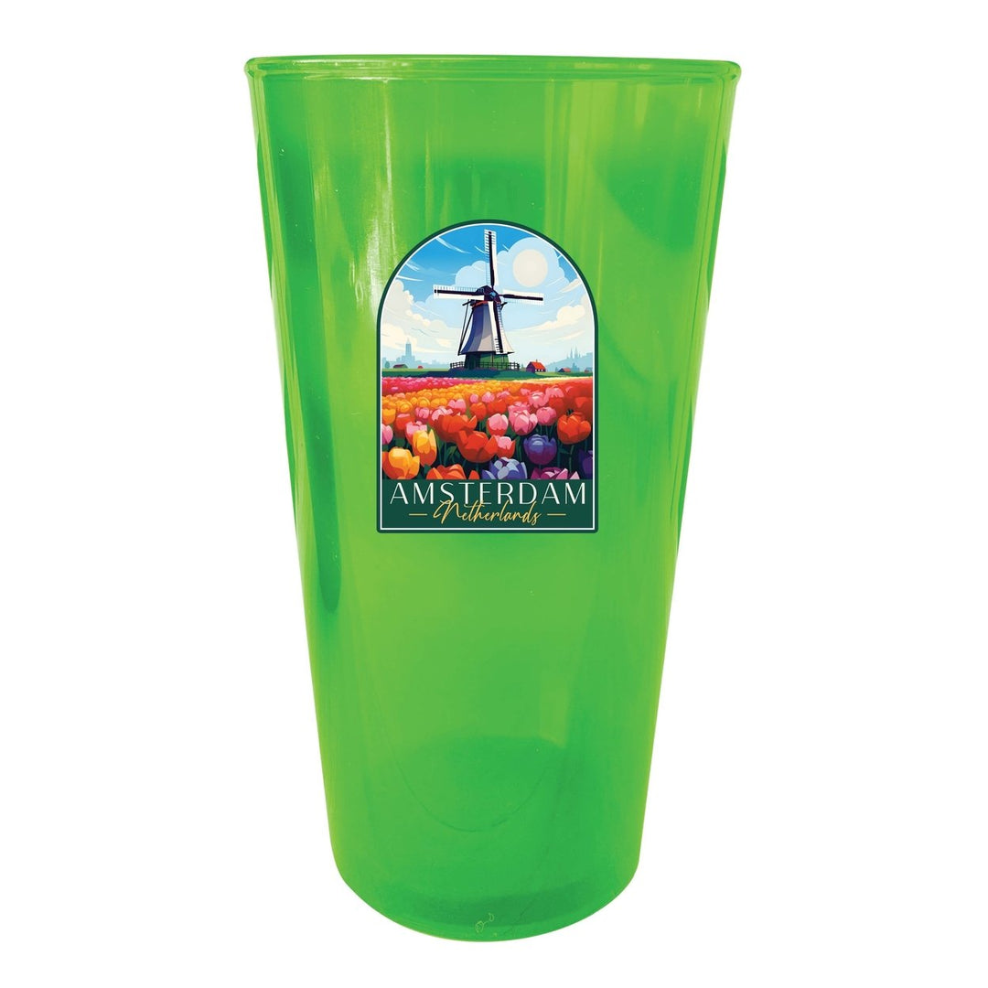 Amsterdam Netherlands Design B Souvenir Plastic 16 oz pint Image 1