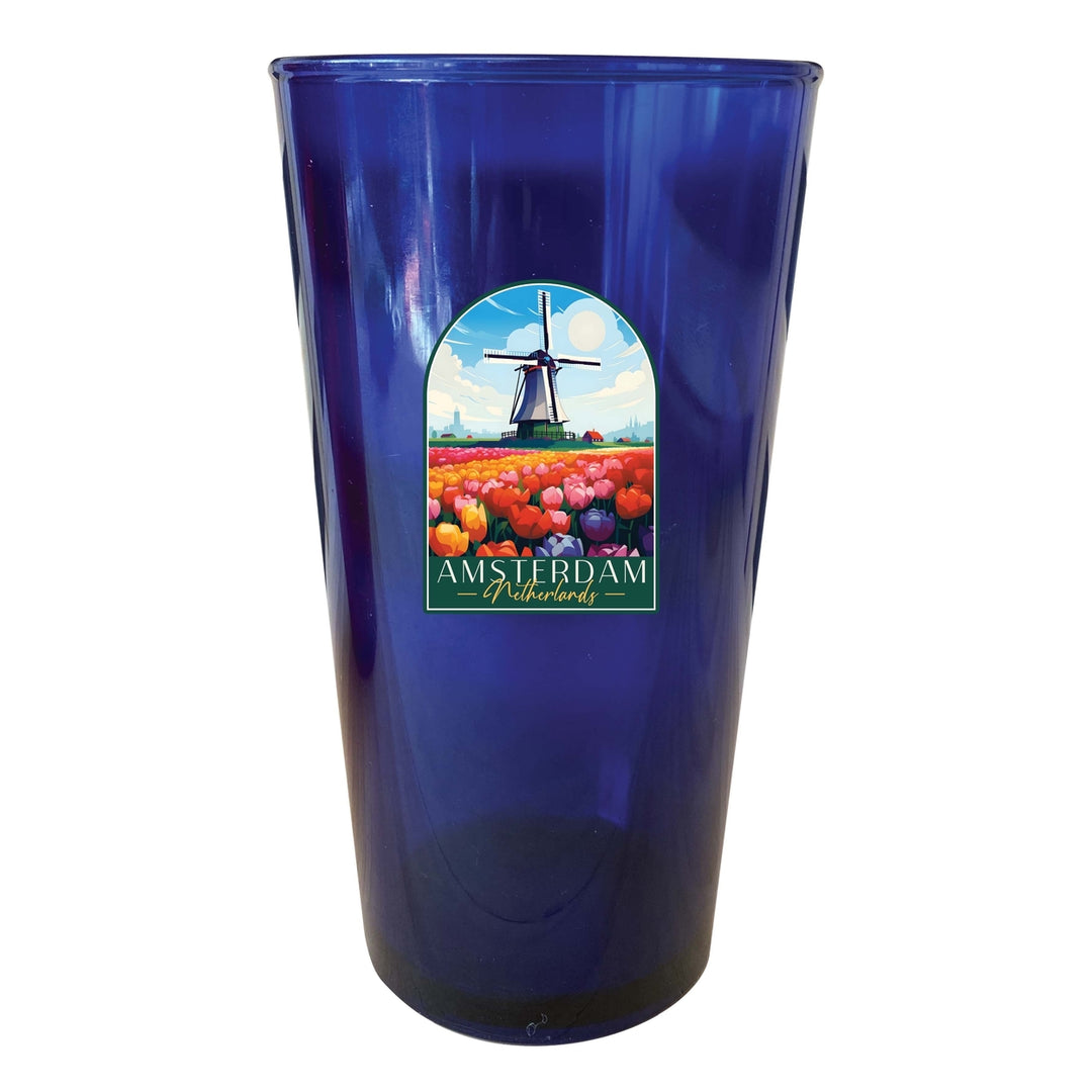 Amsterdam Netherlands Design B Souvenir Plastic 16 oz pint Image 4