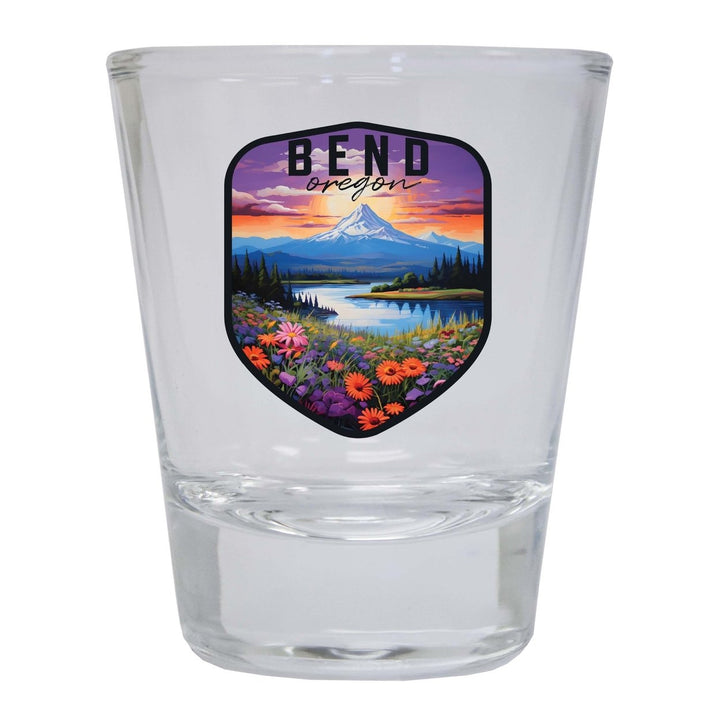 Bend Oregon Design A Souvenir 2 Ounce Shot Glass Round Image 1