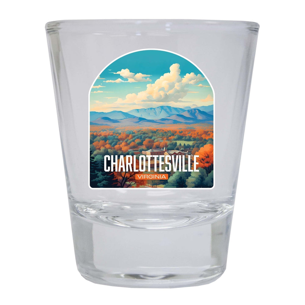 Charlottesville Virginia Design B Souvenir 2 Ounce Shot Glass Round Image 2