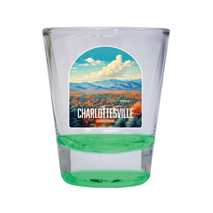 Charlottesville Virginia Design B Souvenir 2 Ounce Shot Glass Round Image 3