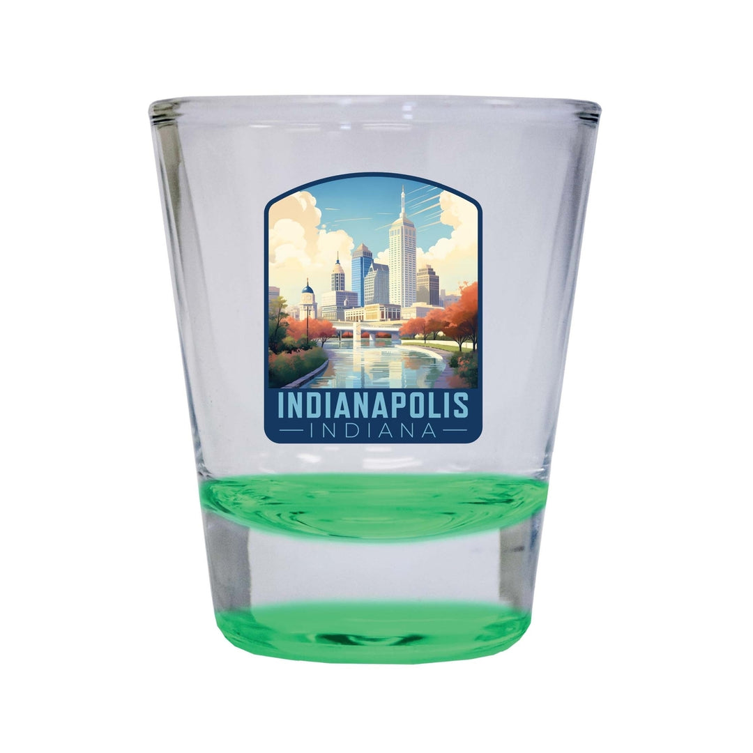 Indianapolis Indiana Design A Souvenir 2 Ounce Shot Glass Round Image 1