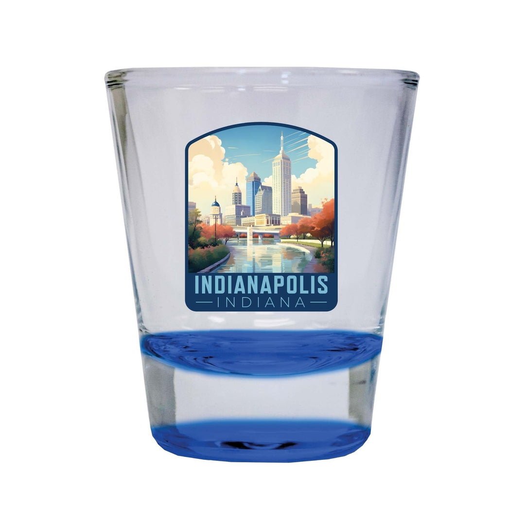 Indianapolis Indiana Design A Souvenir 2 Ounce Shot Glass Round Image 2