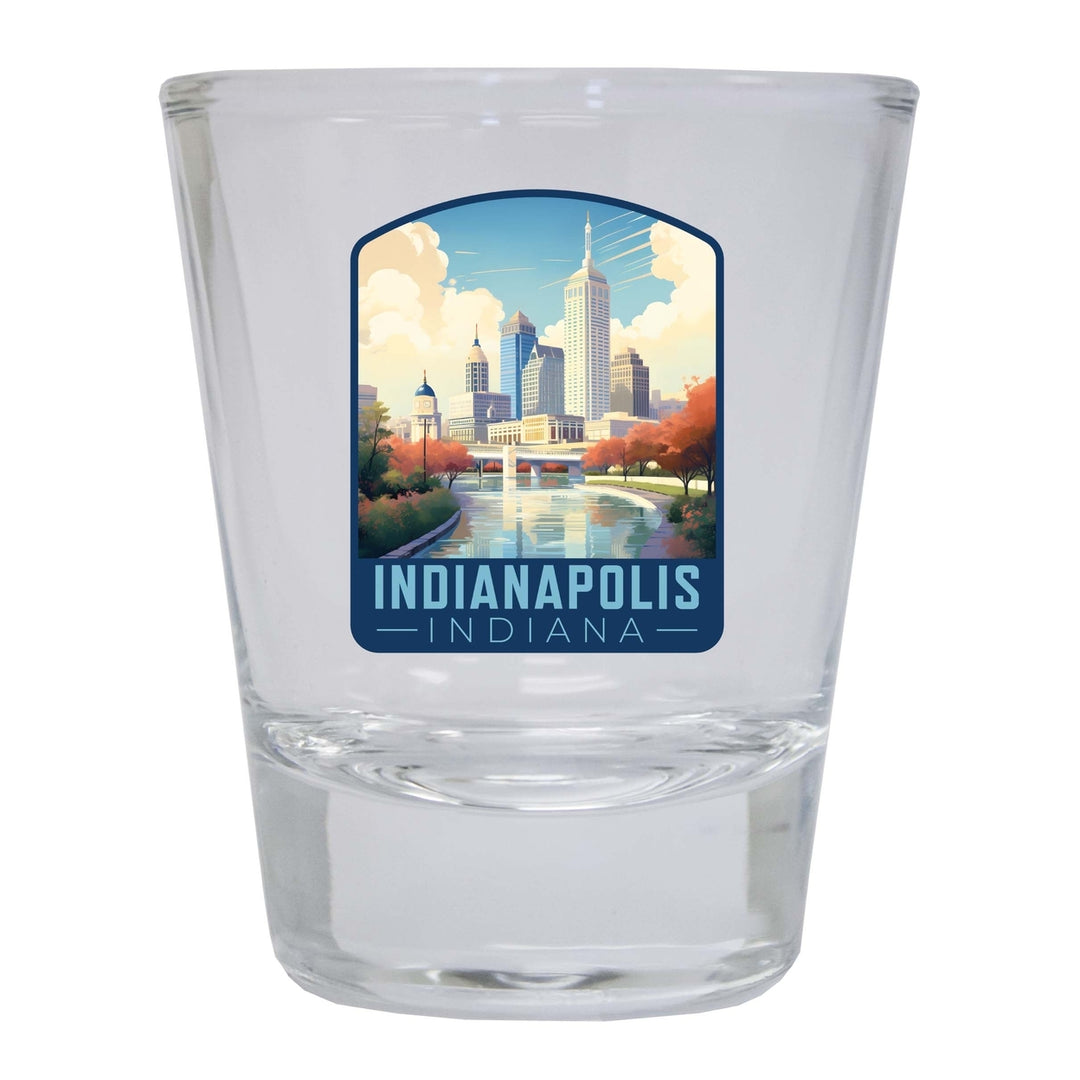 Indianapolis Indiana Design A Souvenir 2 Ounce Shot Glass Round Image 3