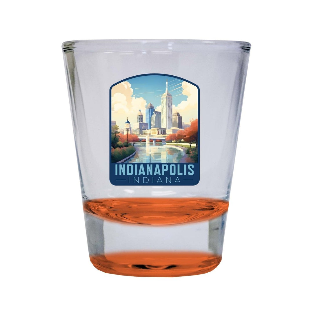 Indianapolis Indiana Design A Souvenir 2 Ounce Shot Glass Round Image 1